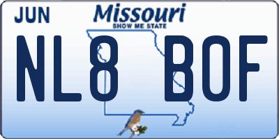 MO license plate NL8B0F