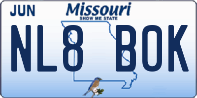 MO license plate NL8B0K