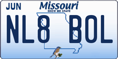 MO license plate NL8B0L