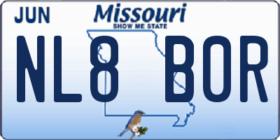 MO license plate NL8B0R