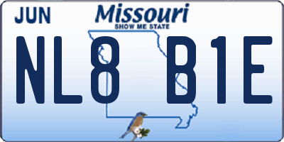 MO license plate NL8B1E