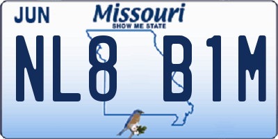 MO license plate NL8B1M