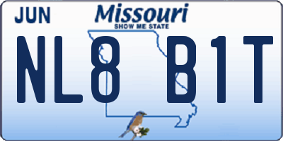 MO license plate NL8B1T