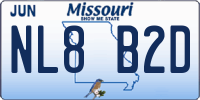 MO license plate NL8B2D