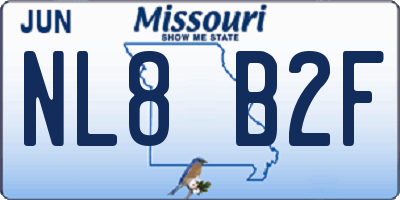 MO license plate NL8B2F