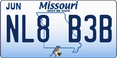 MO license plate NL8B3B