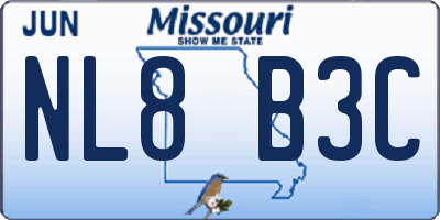 MO license plate NL8B3C