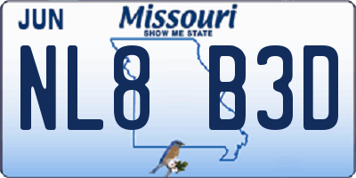 MO license plate NL8B3D