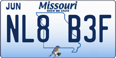 MO license plate NL8B3F