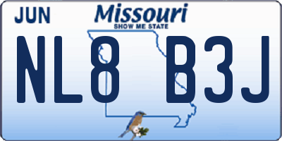 MO license plate NL8B3J