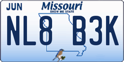 MO license plate NL8B3K