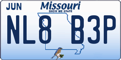 MO license plate NL8B3P