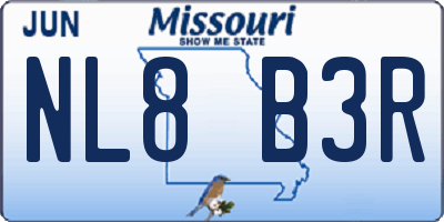 MO license plate NL8B3R