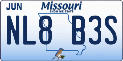 MO license plate NL8B3S