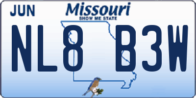 MO license plate NL8B3W