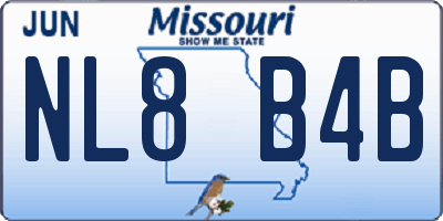 MO license plate NL8B4B