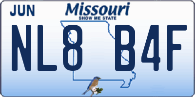 MO license plate NL8B4F