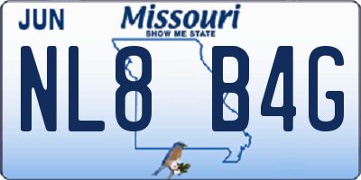 MO license plate NL8B4G