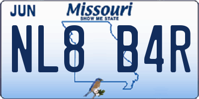 MO license plate NL8B4R
