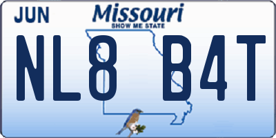 MO license plate NL8B4T