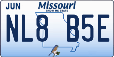 MO license plate NL8B5E