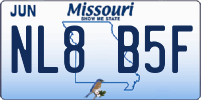 MO license plate NL8B5F