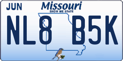 MO license plate NL8B5K