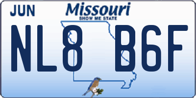 MO license plate NL8B6F
