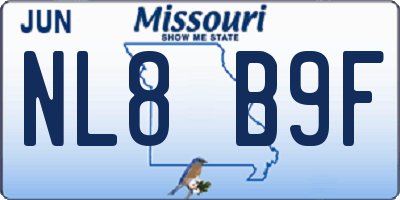 MO license plate NL8B9F
