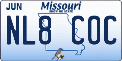 MO license plate NL8C0C