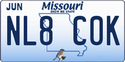 MO license plate NL8C0K