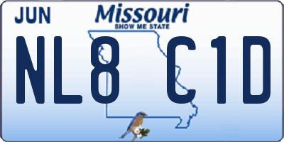 MO license plate NL8C1D