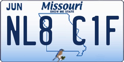 MO license plate NL8C1F