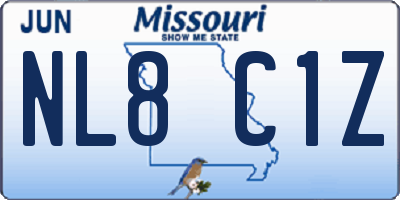 MO license plate NL8C1Z