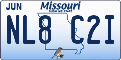 MO license plate NL8C2I