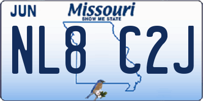 MO license plate NL8C2J