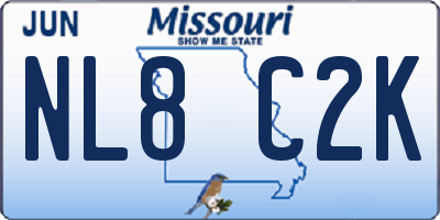 MO license plate NL8C2K