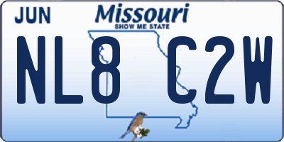 MO license plate NL8C2W