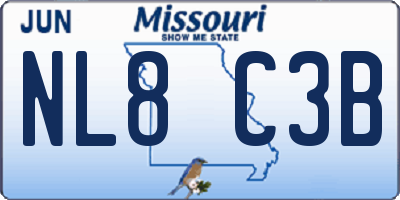 MO license plate NL8C3B