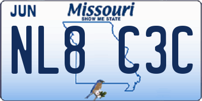 MO license plate NL8C3C