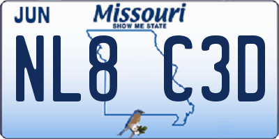 MO license plate NL8C3D