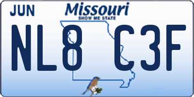 MO license plate NL8C3F