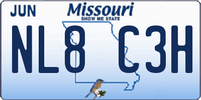 MO license plate NL8C3H