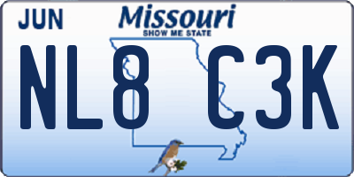 MO license plate NL8C3K
