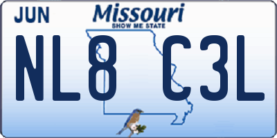 MO license plate NL8C3L