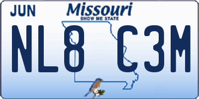 MO license plate NL8C3M