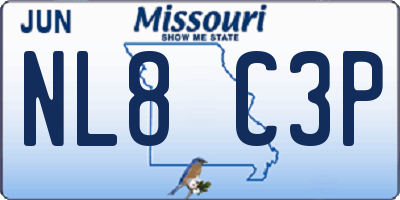 MO license plate NL8C3P