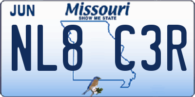 MO license plate NL8C3R