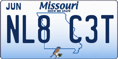 MO license plate NL8C3T