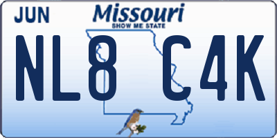MO license plate NL8C4K